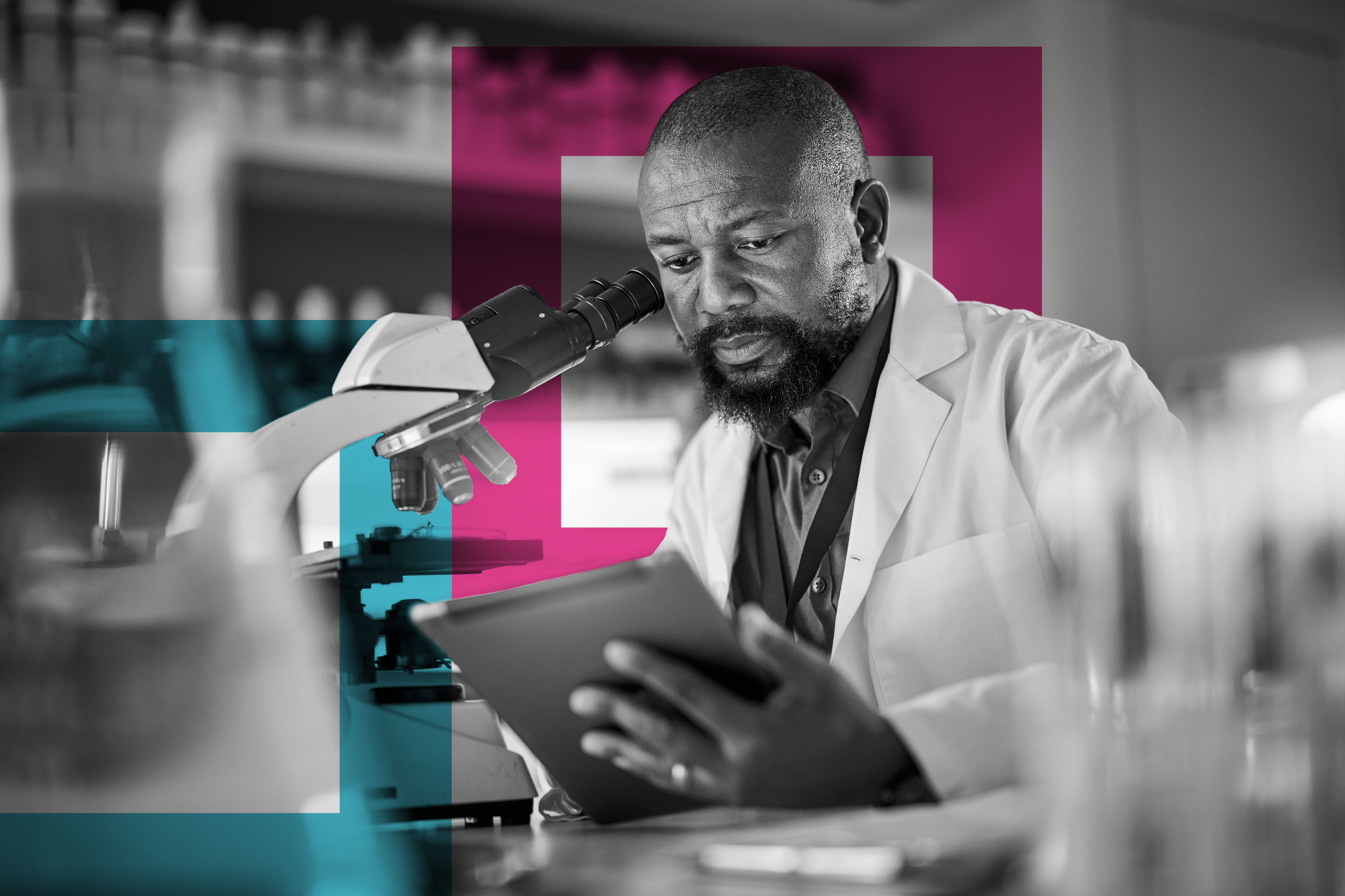 SINGLE-IMAGE_squares-black-man-pharmacist-with-microscope_aug24